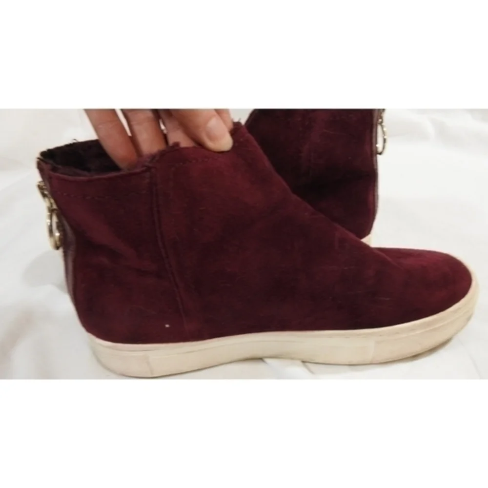 H & M Wine‎ Red Zip Ankle Sneakers Size 6